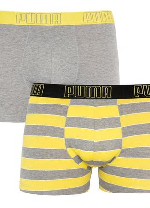 Труси-боксери puma yd bold stripe boxer 2p сірий, жовтий чол xl