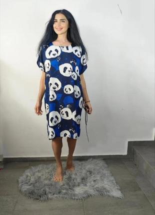 Платье туника штапель с пандами5 фото