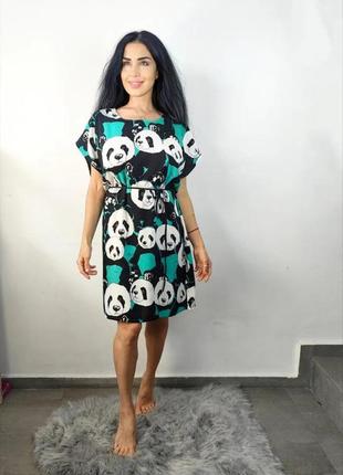 Платье туника штапель с пандами4 фото