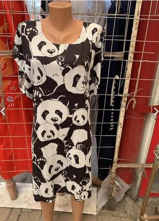 Плаття туніка штапель з пандами6 фото