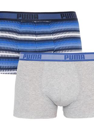 Труси-шорти puma worldhood stripe trunk 2p синій, білий, сірий, чорний чол m