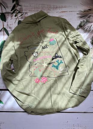 Коттоновая куртка рубашка с вышивкой h&amp;m р.14+4 фото