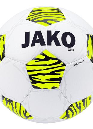 М'яч футбольний jako training ball wild білий, неоновий жовтий, чорний уні 5