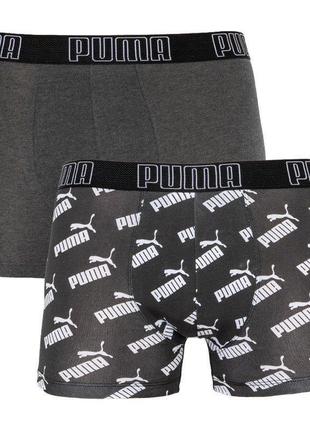 Труси-боксери puma big logo aop boxer 2p темно-сірий, білий чол m