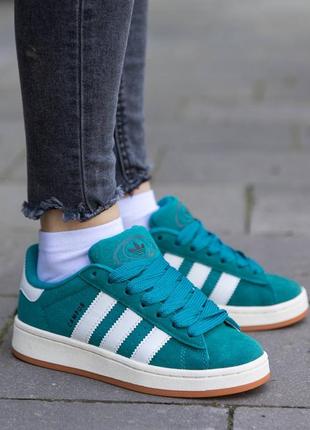 Жіночі кросівки adidas campus dark green white