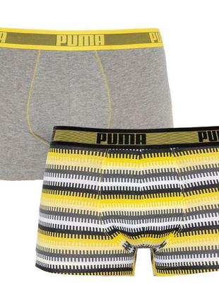 Труси-шорти puma worldhood stripe trunk 2p білий, сірий, чорний, жовтий чол xl