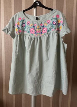 Блуза в полоску с имитацией вышивки shein 3xl2 фото