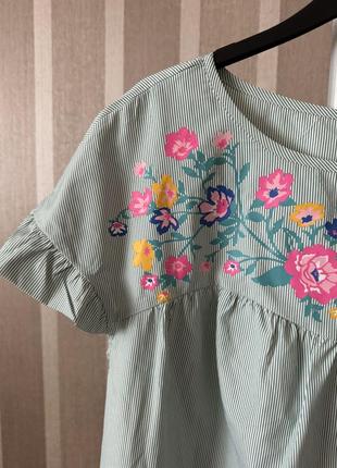 Блуза в полоску с имитацией вышивки shein 3xl5 фото
