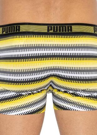 Труси-шорти puma worldhood stripe trunk 2p білий, сірий, чорний, жовтий чол l3 фото