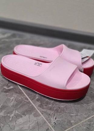 Крокс крокбенд платформа шльопанці рожеві слайди crocs crocband platform slide barely pink