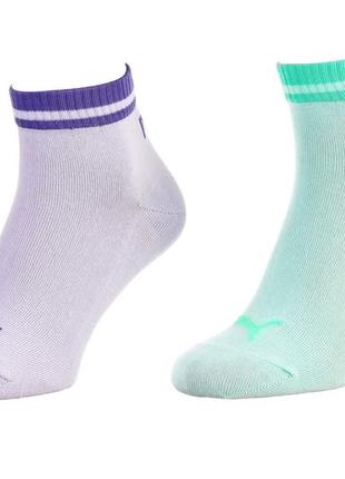 Шкарпетки puma heritage quarter 2p фіолетовий, м'ятний уні 39-42