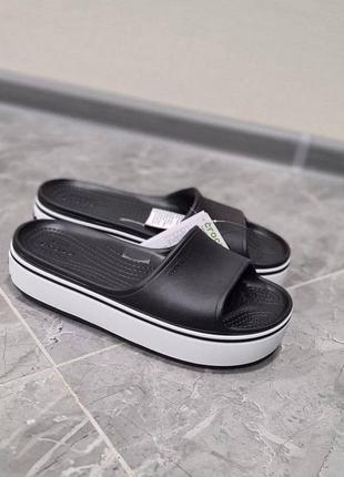 Крокс крокбенд платформа чорні слайди crocs women's crocband platform slide black