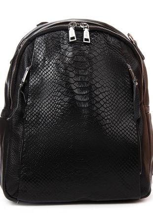 Жіноча сумка-рюкзак із натуральної м'якої шкіри alex rai 8907-9 чорна