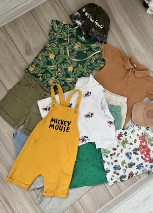 Большой набор летних вещей, шорты, футболки, комбинезон, кепка, панама2 фото