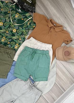 Большой набор летних вещей, шорты, футболки, комбинезон, кепка, панама5 фото