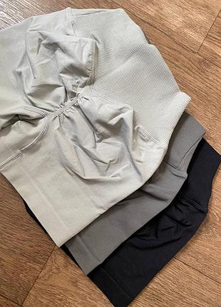 Бесшовные фитнес шорты велосипедки пуш-ап утяжка v-образный пояс