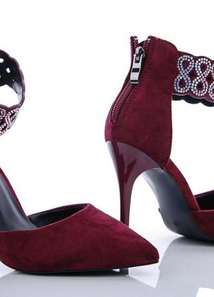 Женские роскошные туфли на каблуке stilli 0045 бордовые