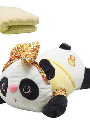 Мʼяка іграшка з пледом "панда" (жовта)