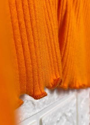 Короткий яркий оранжевый y2k лонгслив в рубчик4 фото