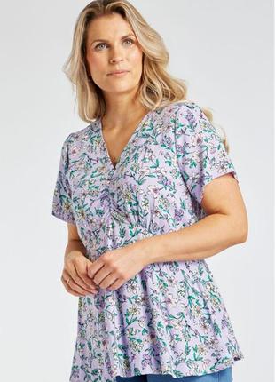 Блуза с цветочным принтом, большой размер, 24