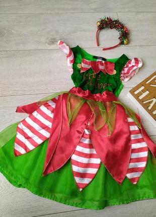 Карнавальний костюм ельфа, помічниця санти, сукня новорічна.