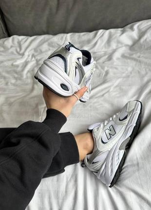 New balance 530 white silver navy1 фото