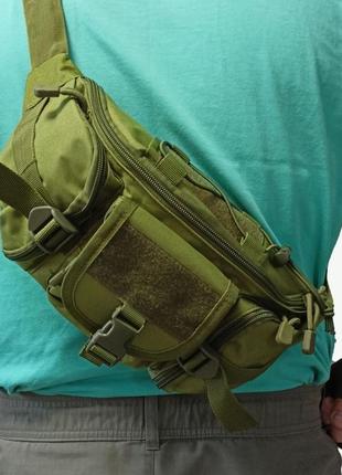 Сумка поясна тактична / чоловіча сумка на пояс / армейська сумка. колір: зелений4 фото