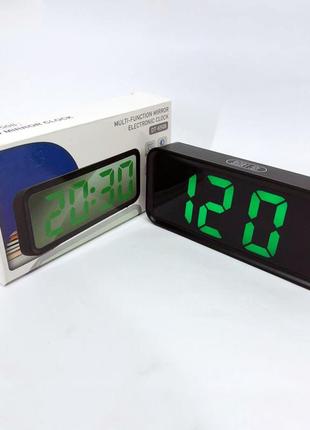 Годинник настільний dt-6508 з будильником та usb зарядкою із зеленим підсвічуванням, лід годинник настільний