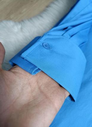 Голубая хлопковая рубашка оверсайз от zara, размер l8 фото