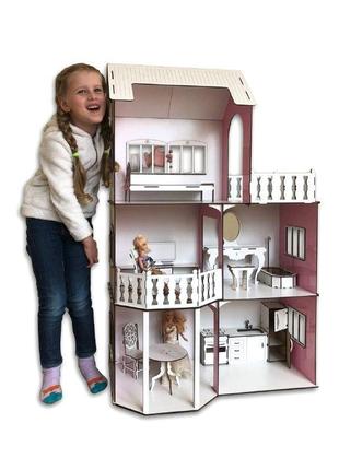 Кукольный дом woodcraft для барби 104 см, домик для кукол barbie1 фото