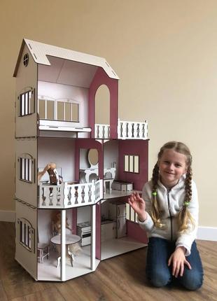 Кукольный дом woodcraft для барби 104 см, домик для кукол barbie4 фото