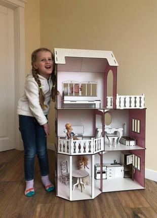 Кукольный дом woodcraft для барби 104 см, домик для кукол barbie3 фото