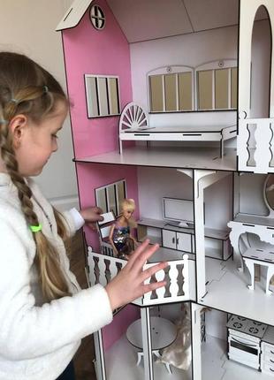 Кукольный дом woodcraft для барби 104 см, домик для кукол barbie5 фото