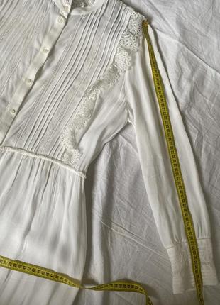Белоснежное платье с кружевом zara s, m8 фото