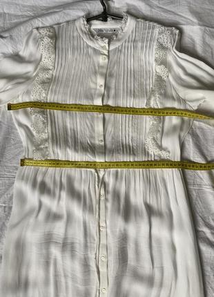Белоснежное платье с кружевом zara s, m6 фото
