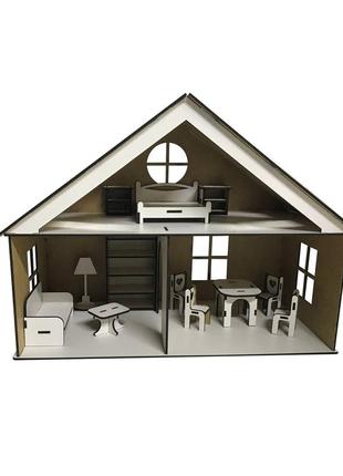 Детский игровой домик  woodcraft с мебелью 31х41х21см