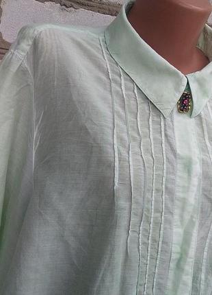Длмнная рубашка туника оверсайз plus size шелк мята разводы3 фото