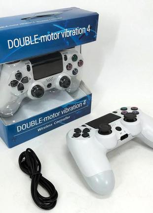 Джойстик doubleshock для ps 4, бездротовий ігровий геймпад ps4/pc акумуляторний джойстик. колір білий