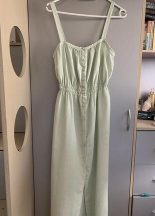Zara роскошное открытое льняное платье9 фото