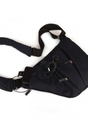 Сумка тактична cross body месенджер із тканини, сумка тактична наплечна. колір: чорний