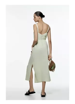 Zara роскошное открытое льняное платье7 фото