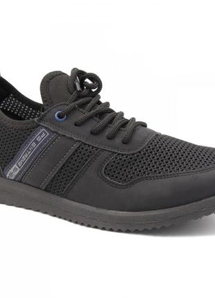 Чоловічі кросівки із сітки 45 розмір. модель 45612. колір: чорний