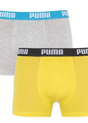 Труси-боксери puma basic boxer 2p сірий, жовтий чол xl