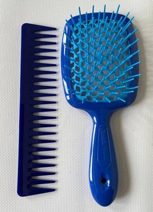 Набір щітка для волосся janeke superbrush + гребінь janeke fasion comb колір синій