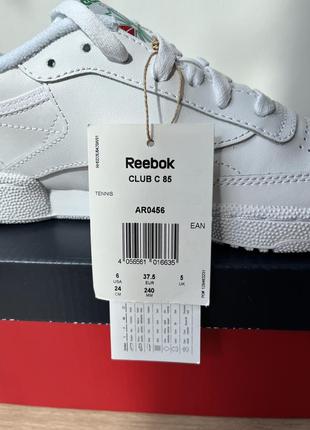 Оригінал reebok classic club c 85 (ar0456) нові білі жіночі кросівки6 фото