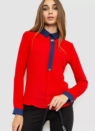 Блуза ошатна, колір червоний, 186r1012 фото