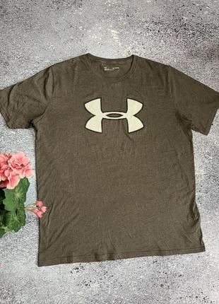 Серая спортивная футболка мужская с большим логотипом under armour (оригинал)
