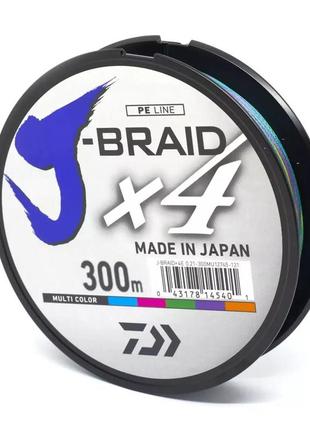 Шнур daiwa j-braid x4e 300m multi color #2.5/0,21mm 12,4kg1 фото