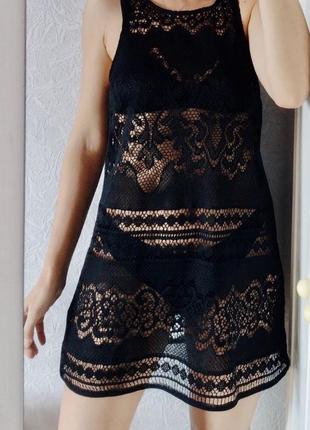 Пляжна сукня m сітка туніка кофта чорна ажурна accessorize4 фото