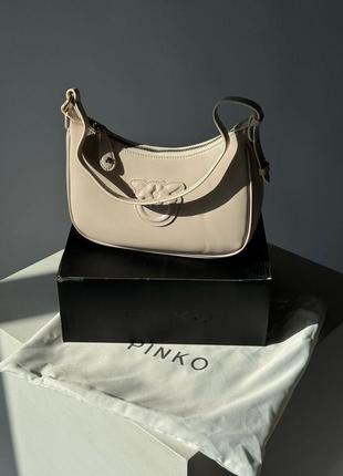 Сумка pinko half moon bag simply cream with leather buckle